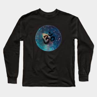 Om in Nebula Flower of Life Long Sleeve T-Shirt